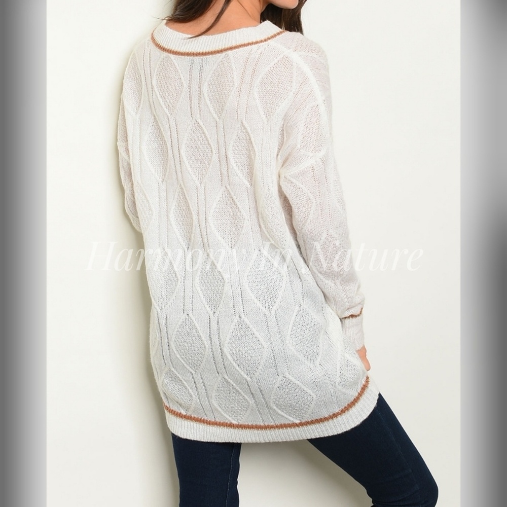 Last 🧡 Ivory Lightweight Tunic Sweater - Picture 3 of 5